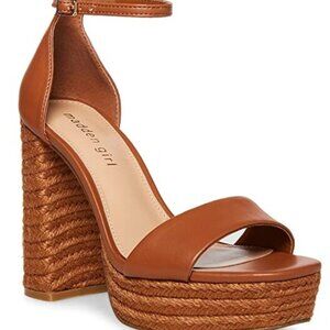 Madden Girl Omega Heeled Sandals Cognac Paris Size 8 - brown chunky heels